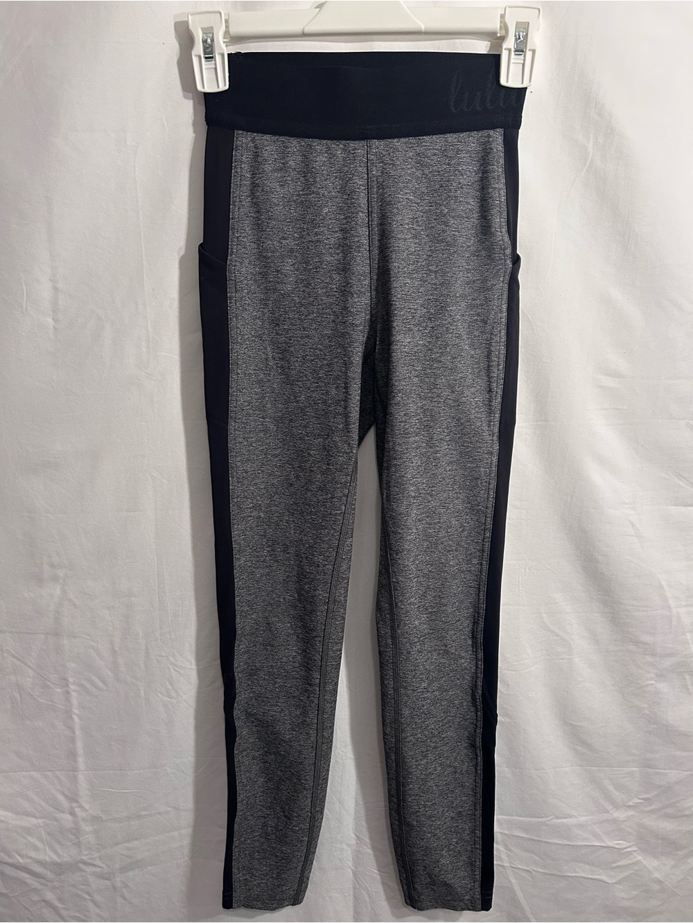 lululemon athletica Heather Gray Leggings with Black Side Panels